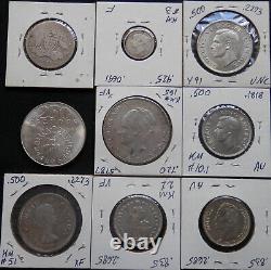 9 World Silver Coins, Circ & Unc, From 9 Diff Countries (see List), Lot #396