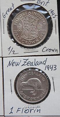 9 World Silver Coins, Circ & Unc, From 9 Diff Countries (see List), Lot #396
