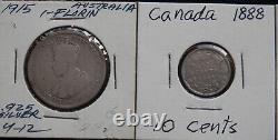 9 World Silver Coins, Circ & Unc, From 9 Diff Countries (see List), Lot #396