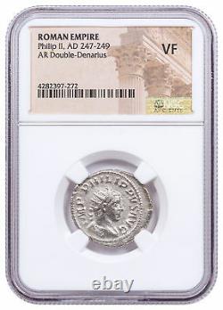 AD 247-249 Roman Empire Silver Double-Denarius of Philip II NGC VF SKU56210