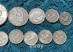 A lot of old silver coins from New Zealand, some are key dates
