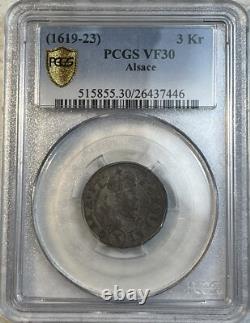 Alsace German City State 1619 1623 Silver 3 Kreuzer PCGS Certified VF 30 Pop 1