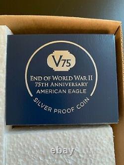 American Eagle End of World War II 75th Anniversary Silver Proof Coin 20XF (W)