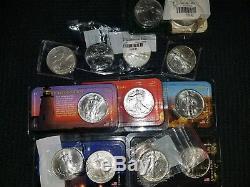 American Silver Eagles 1 oz. 4 BU Coin Lot of 13 / 4 world coins