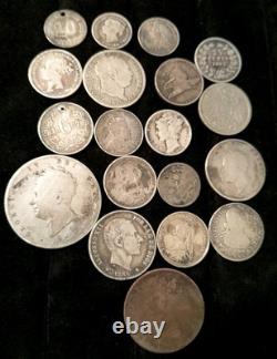Antique 1800's US & Foreign Silver & Others Coins Lot Of 19