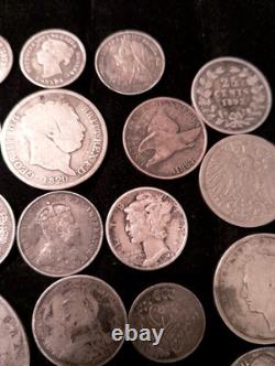 Antique 1800's US & Foreign Silver & Others Coins Lot Of 19