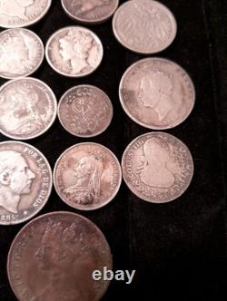 Antique 1800's US & Foreign Silver & Others Coins Lot Of 19