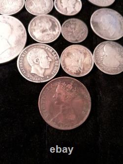 Antique 1800's US & Foreign Silver & Others Coins Lot Of 19
