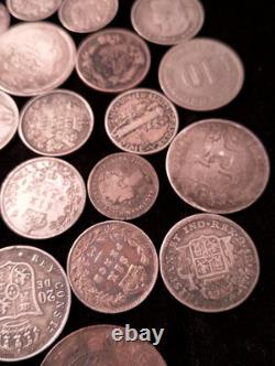 Antique 1800's US & Foreign Silver & Others Coins Lot Of 19
