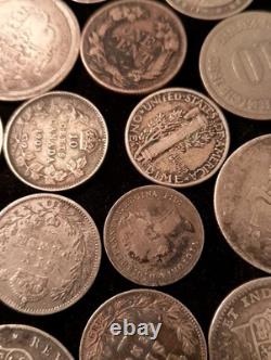 Antique 1800's US & Foreign Silver & Others Coins Lot Of 19