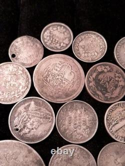 Antique 1800's US & Foreign Silver & Others Coins Lot Of 19