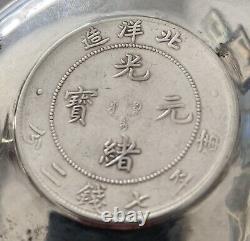 Antique 34th Year of Kuang Hsu Pei Yang Coin embedded in coin dish