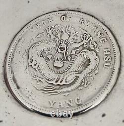 Antique 34th Year of Kuang Hsu Pei Yang Coin embedded in coin dish