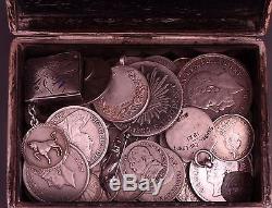 Antique Japanese Silver Cigarette box with 100+ Silver Content coins UK & World