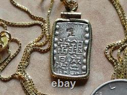 Antique Japanese Silver Last of the SAMURAI Ryo Pendant 24 18KGF Filled Chain