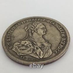 Antique Silver Medal Plated-Catherine II Victory At Lake Kagul Specimen 1770's