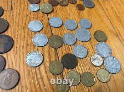 Antique vtg COIN BILL LOT silver Great Britain Belgium Euro sterling scrap 1898