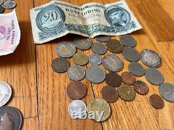 Antique vtg COIN BILL LOT silver Great Britain Belgium Euro sterling scrap 1898