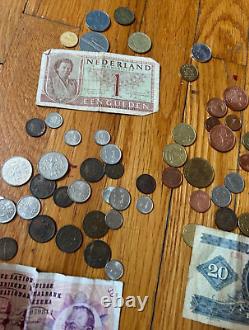 Antique vtg COIN BILL LOT silver Great Britain Belgium Euro sterling scrap 1898