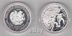 Armenia -silver Proof 100 Dram Coin 2004 Year Fifa World Cup Germany 2006 Km#111