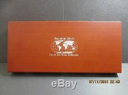 Around the World 10 Silver Coin Collection In Wood Display Box BU Coins