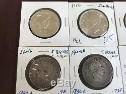 Assorted World Foreign Silver Crown Size 9 Coins Lot Great Condition High Value