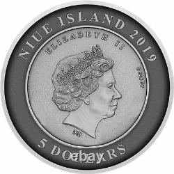 Atlantis The Sunken City 2 oz Antique finish Silver Coin 5$ Niue 2019