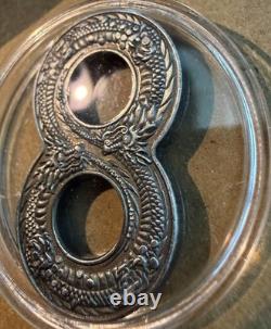 Australia 2018 Innovative Figure Eight Shape Dragon 1oz $1 Silver Antiqued Coin