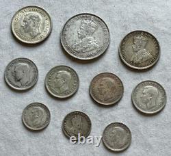 Australia Florin World Silver Coin Lot. 10 Coins 1910-1952 ASW 1.11. R70 A1-02