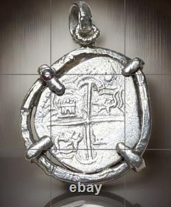 Authentic Spanish-colonial Era 1-Real Silver Shipwreck Cob Coin in Custom Bezel