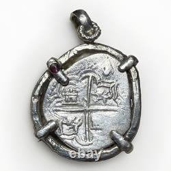 Authentic Spanish-colonial Era 1-Real Silver Shipwreck Cob Coin in Custom Bezel