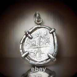 Authentic Spanish-colonial Era 1-Real Silver Shipwreck Cob Coin in Custom Bezel
