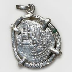 Authentic Spanish-colonial Era 1-Real Silver Shipwreck Cob Coin in Custom Bezel