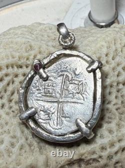 Authentic Spanish-colonial Era 1-Real Silver Shipwreck Cob Coin in Custom Bezel