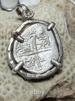 Authentic Spanish-colonial Era 1-Real Silver Shipwreck Cob Coin in Custom Bezel
