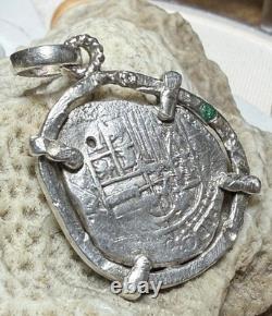 Authentic Spanish-colonial Era 1-Real Silver Shipwreck Cob Coin in Custom Bezel