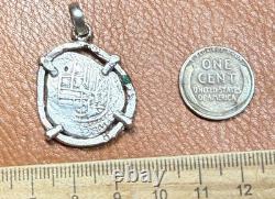 Authentic Spanish-colonial Era 1-Real Silver Shipwreck Cob Coin in Custom Bezel