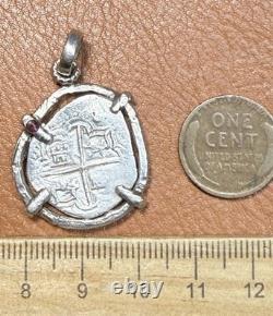 Authentic Spanish-colonial Era 1-Real Silver Shipwreck Cob Coin in Custom Bezel