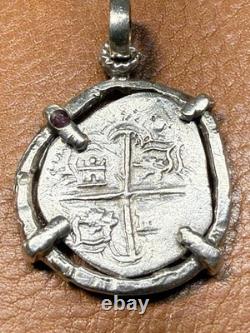 Authentic Spanish-colonial Era 1-Real Silver Shipwreck Cob Coin in Custom Bezel