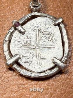Authentic Spanish-colonial Era 1-Real Silver Shipwreck Cob Coin in Custom Bezel