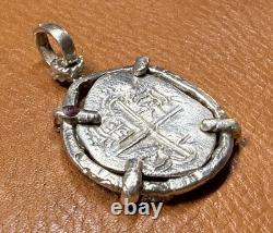Authentic Spanish-colonial Era 1-Real Silver Shipwreck Cob Coin in Custom Bezel