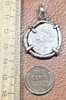 Authentic Spanish-colonial Era 1-Real Silver Shipwreck Cob Coin in Custom Bezel