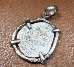 Authentic Spanish-colonial Era 1-Real Silver Shipwreck Cob Coin in Custom Bezel