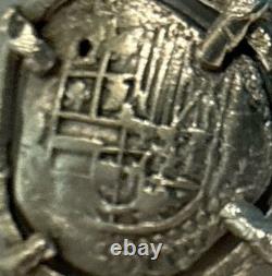 Authentic Spanish-colonial Era 1-Real Silver Shipwreck Cob Coin in Custom Bezel