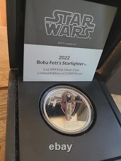 BOBA FETT's Starfighter 1 Oz Silver Coin $2 Niue 2022