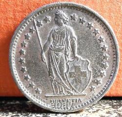 Beautiful High Grade Rare 1906 B Switzerland Silver 2 Franc Mintage only 400,000
