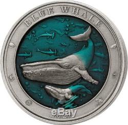 Blue Whale Underwater World 2020 3 Oz $5 High Relief Pure Silver Coin Barbados