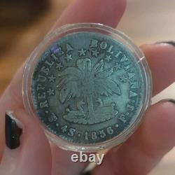 Bolivia 1856 4 Soles Silver Coin Republica Boliviana Uncertified BN