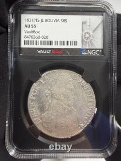 Bolivia 8 Soles 1831 PTS JL NGC AU 55