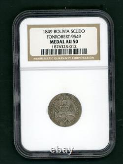 Bolivia Belzu Proclamation 1849 Fonrobert-9549 Unholed Rare Slabbed Ngc Au 50 11